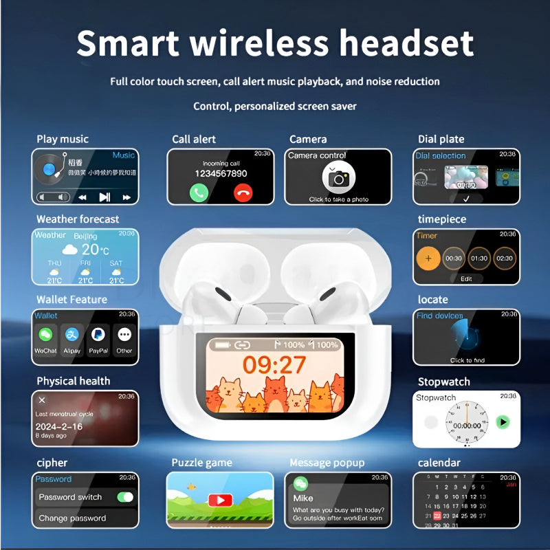 Bluetooth slusalice A9 sa pametnim ekranom