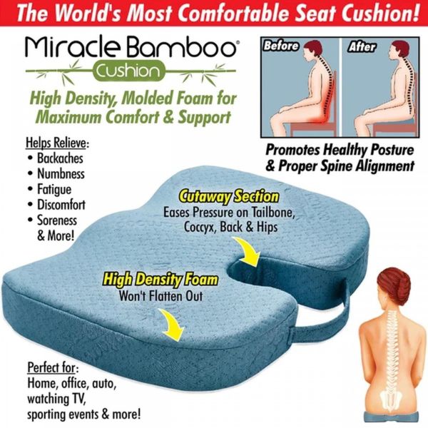 Ortopedski jastuk za sedenje od bambusa i memorijske pene